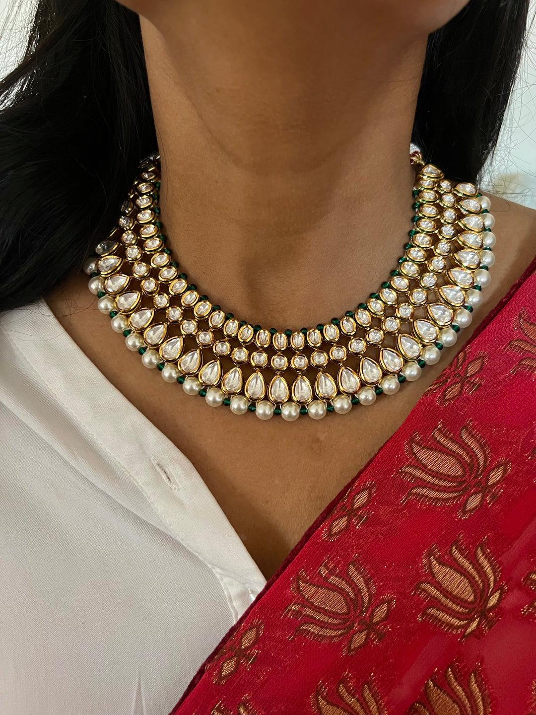 Bikaneri Kundan Necklace with Earrings and Maangtikka