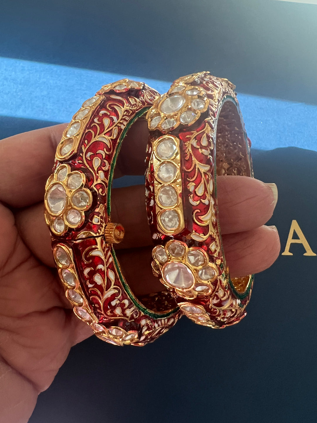 Exquisite Enamelled Kundan Kadas by SHIVKA – Premium Brass & Copper, Perfect for Weddings and Festivals
