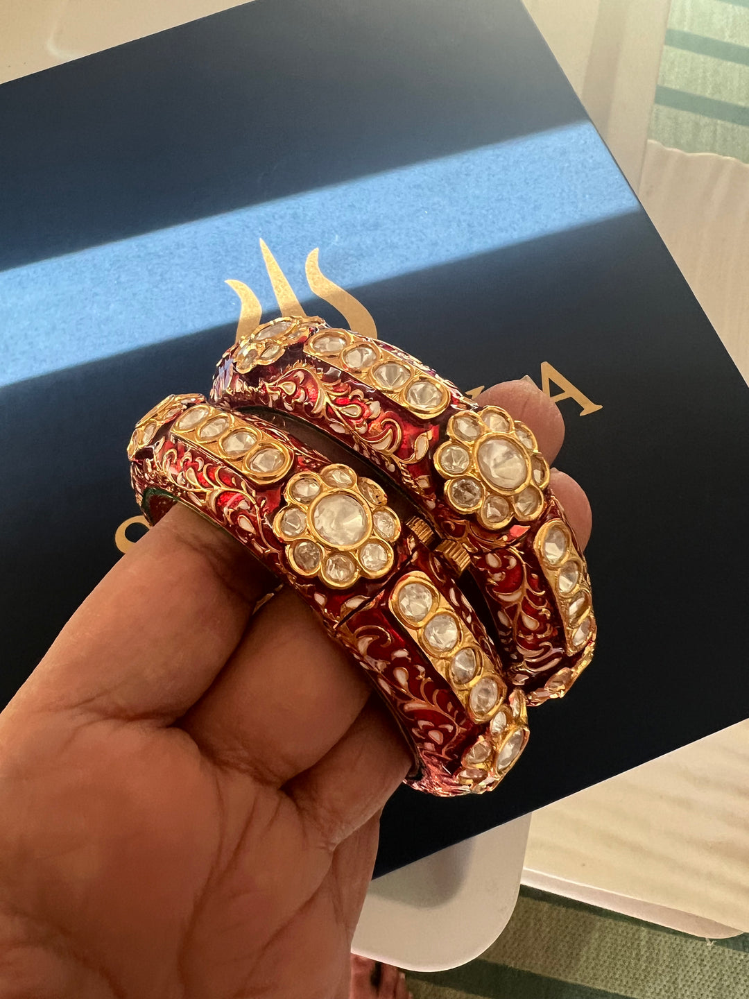 Exquisite Enamelled Kundan Kadas by SHIVKA – Premium Brass & Copper, Perfect for Weddings and Festivals