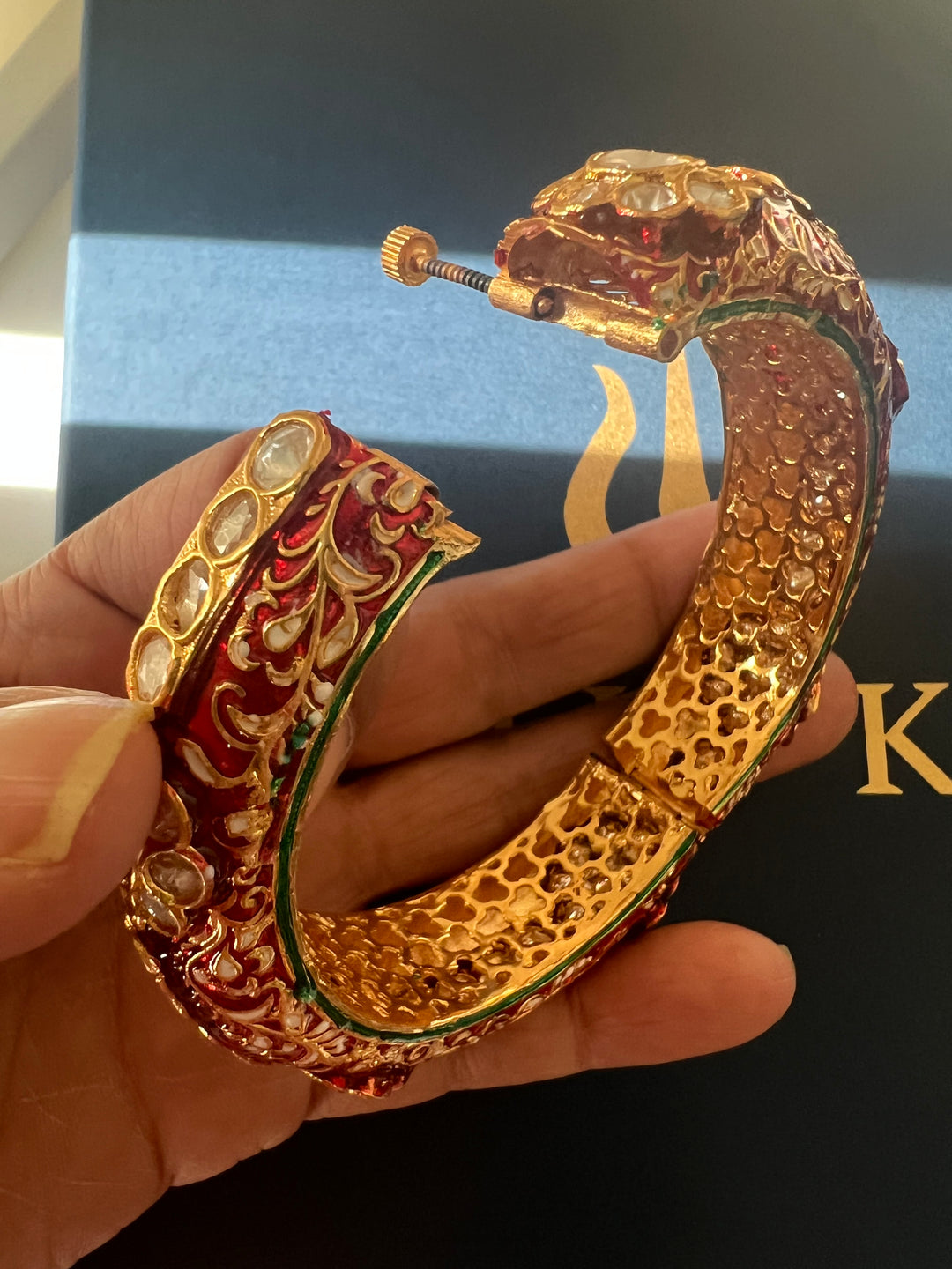 Exquisite Enamelled Kundan Kadas by SHIVKA – Premium Brass & Copper, Perfect for Weddings and Festivals