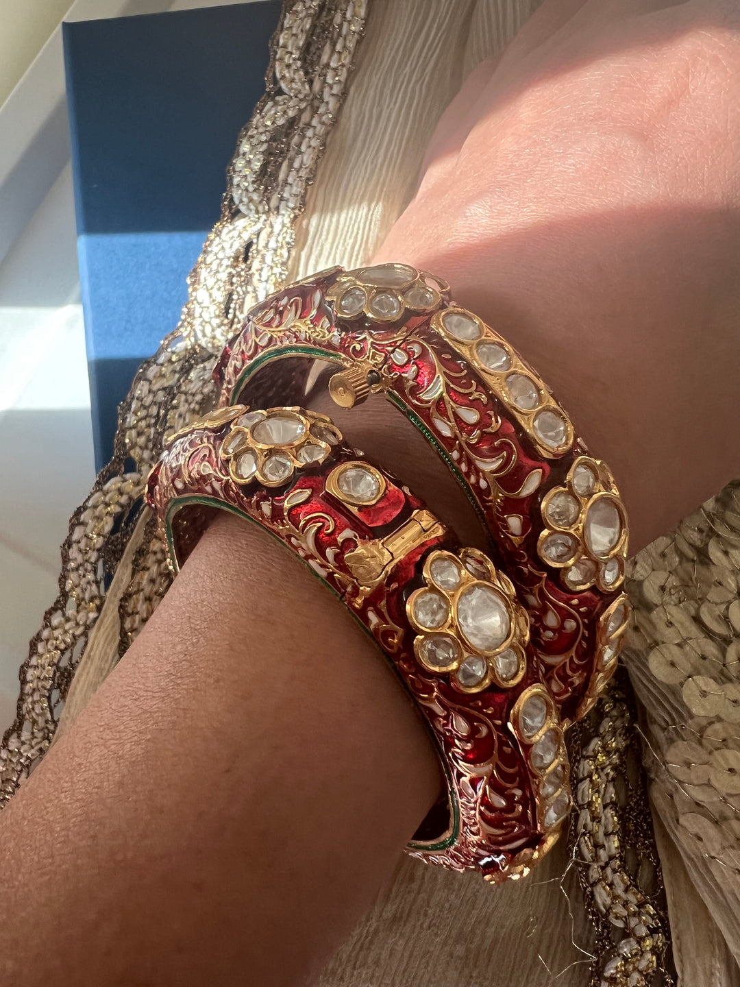 Exquisite Enamelled Kundan Kadas by SHIVKA – Premium Brass & Copper, Perfect for Weddings and Festivals