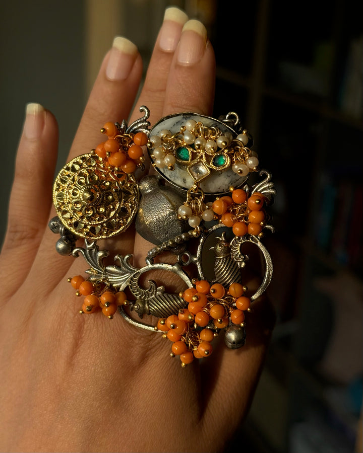 Designer Fusion Statement Ring | Adjustable | SHIVKA