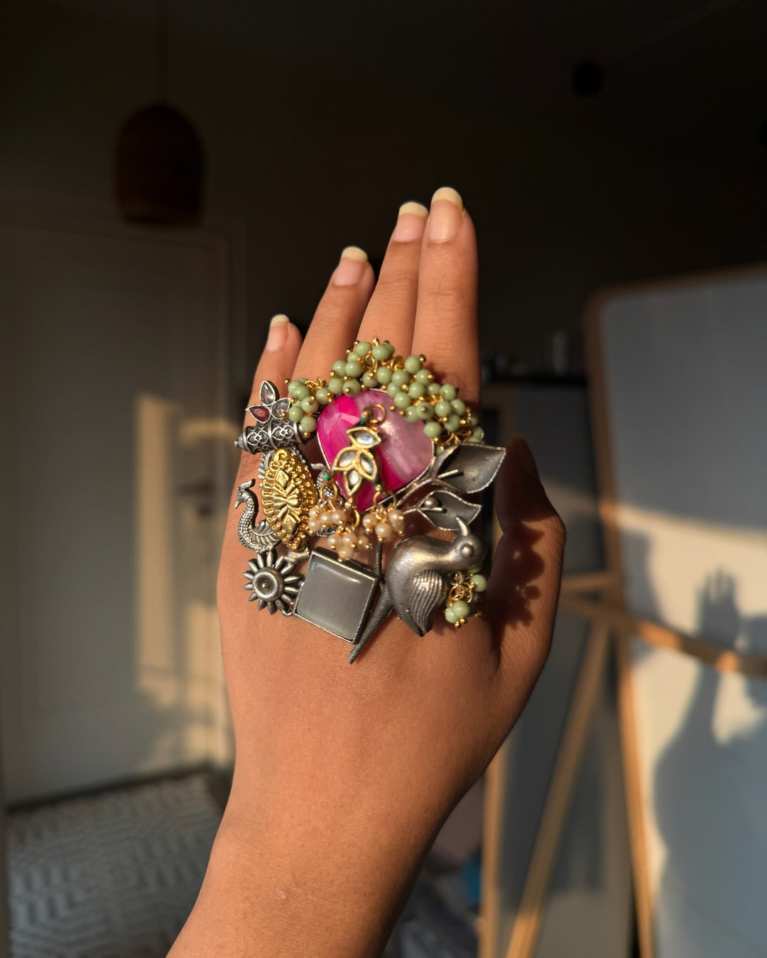 Designer Fusion Statement Ring | Adjustable | SHIVKA