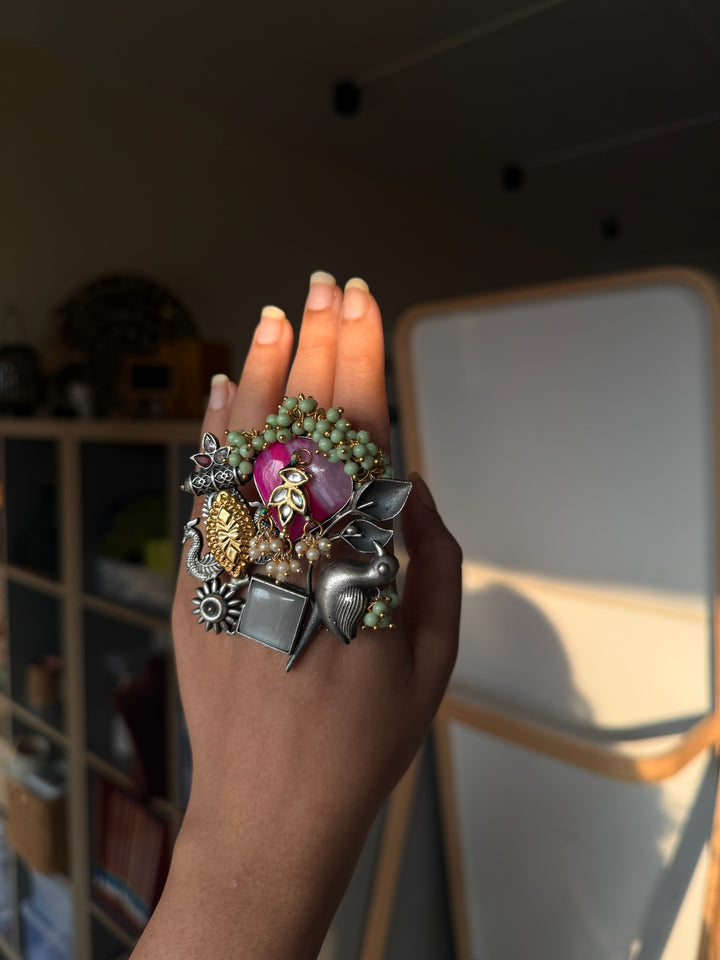 Designer Fusion Statement Ring | Adjustable | SHIVKA