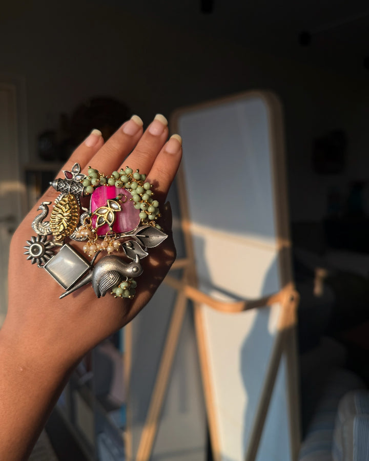 Designer Fusion Statement Ring | Adjustable | SHIVKA