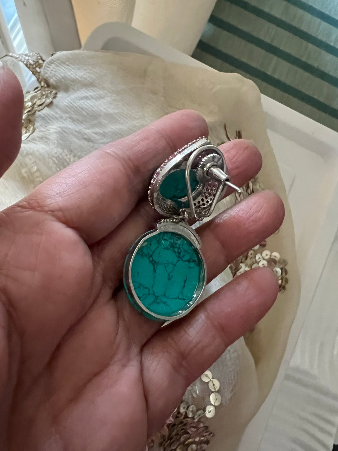 Designer Ruby & Turquoise Earrings