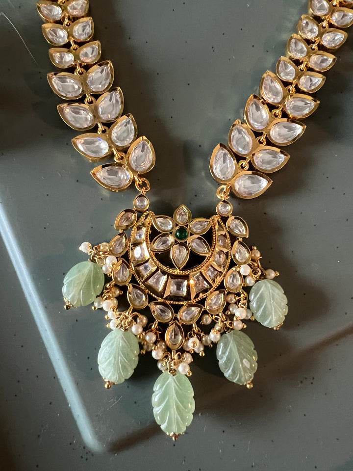 Scintillating Kundan Pendant Short Necklace with Jhumkas