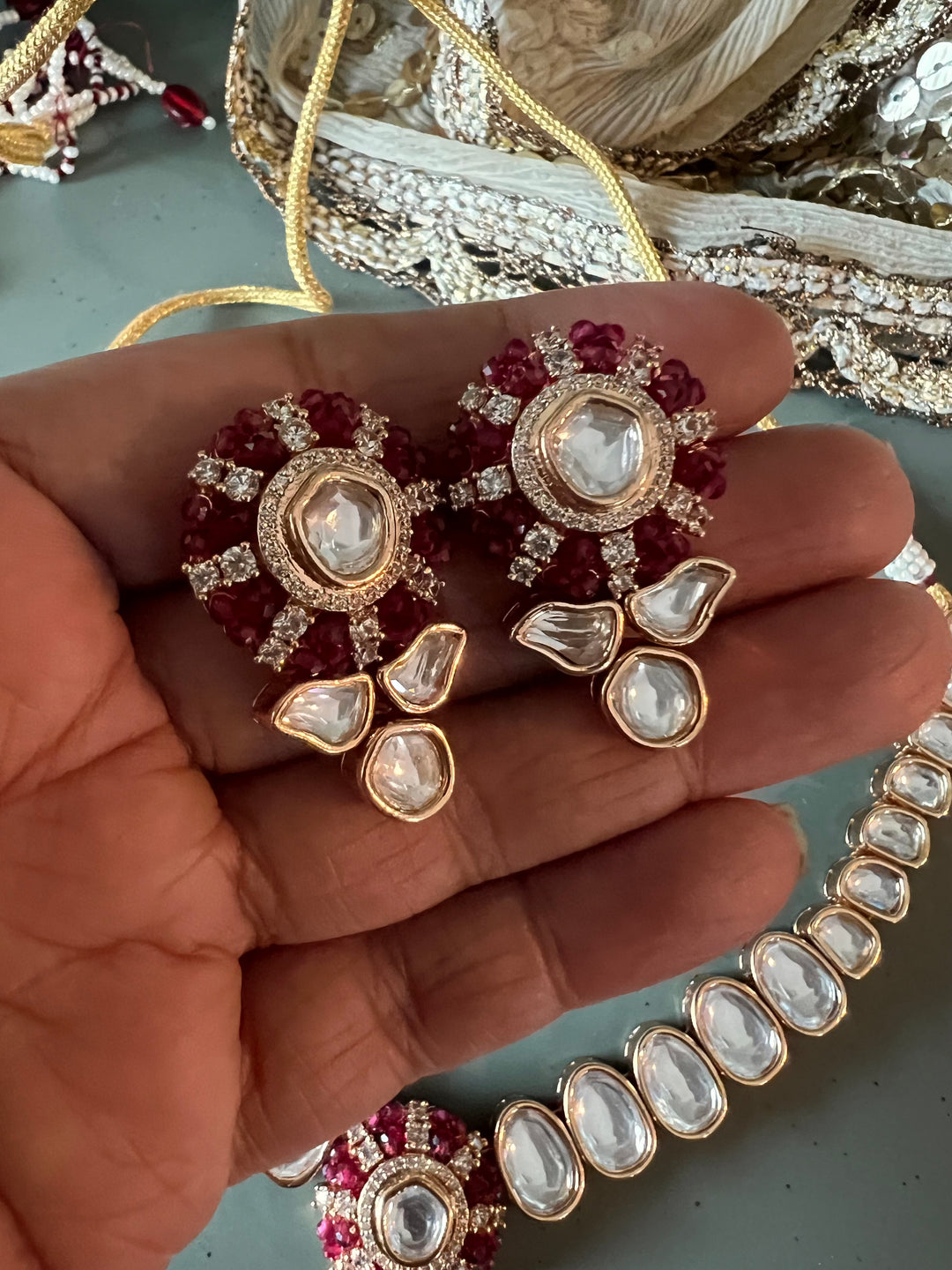 Timeless Kundan Necklace with Statement Earrings