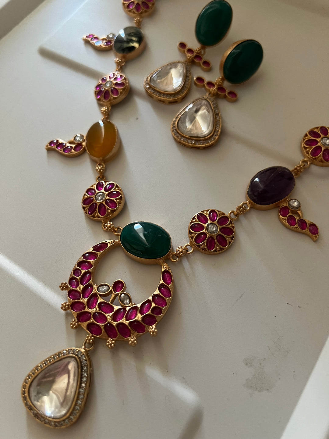 Stunning Designer Amazonite Kempu Necklace Set by SHIVKA – Perfect for Weddings and Festivals