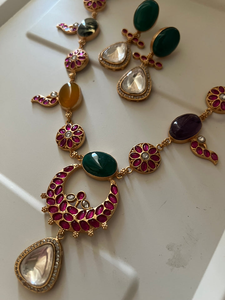 Stunning Designer Amazonite Kempu Necklace Set by SHIVKA – Perfect for Weddings and Festivals