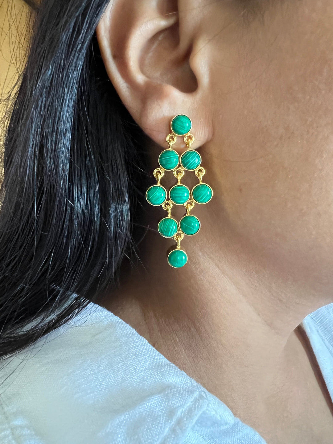 Statement Malachite Danglers: Nature's Elegance