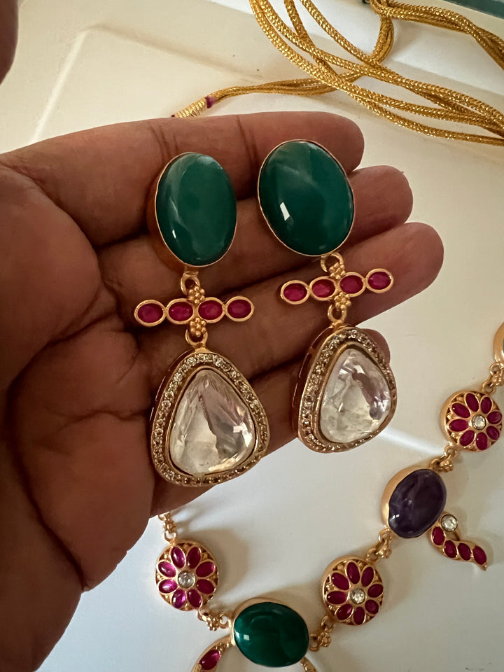Stunning Designer Amazonite Kempu Necklace Set by SHIVKA – Perfect for Weddings and Festivals