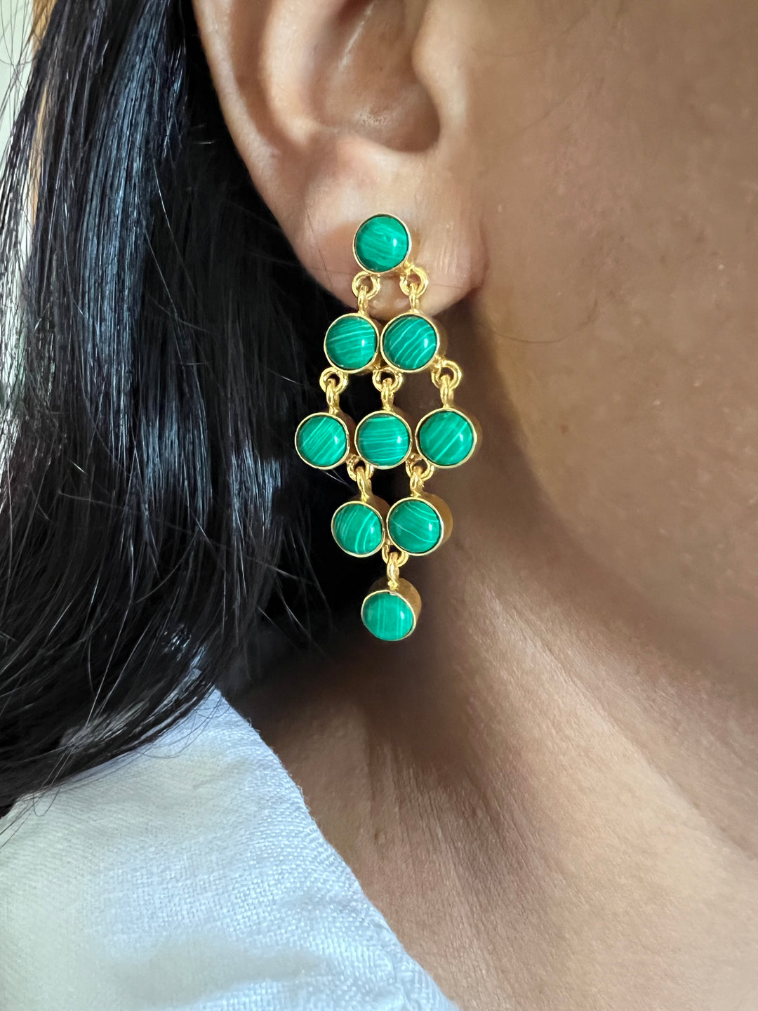 Statement Malachite Danglers: Nature's Elegance