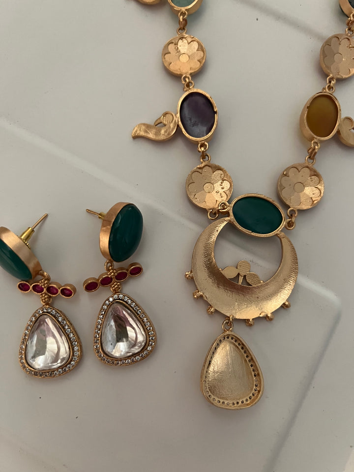 Stunning Designer Amazonite Kempu Necklace Set by SHIVKA – Perfect for Weddings and Festivals