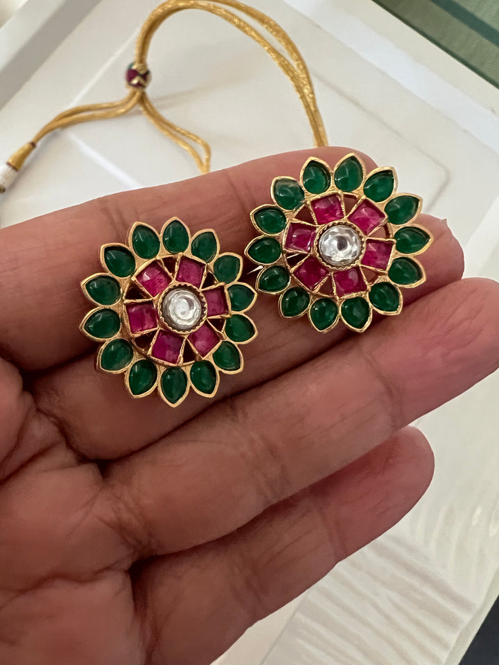 Stunning Designer Multi Gemstones Kempu Necklace Set by SHIVKA – Perfect for Weddings and Festivals