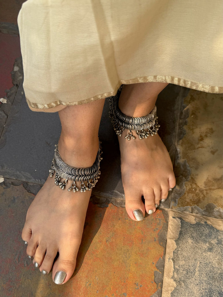 Pure 925 Silver Ghungroo Anklets (Pair) | Handmade | SHIVKA