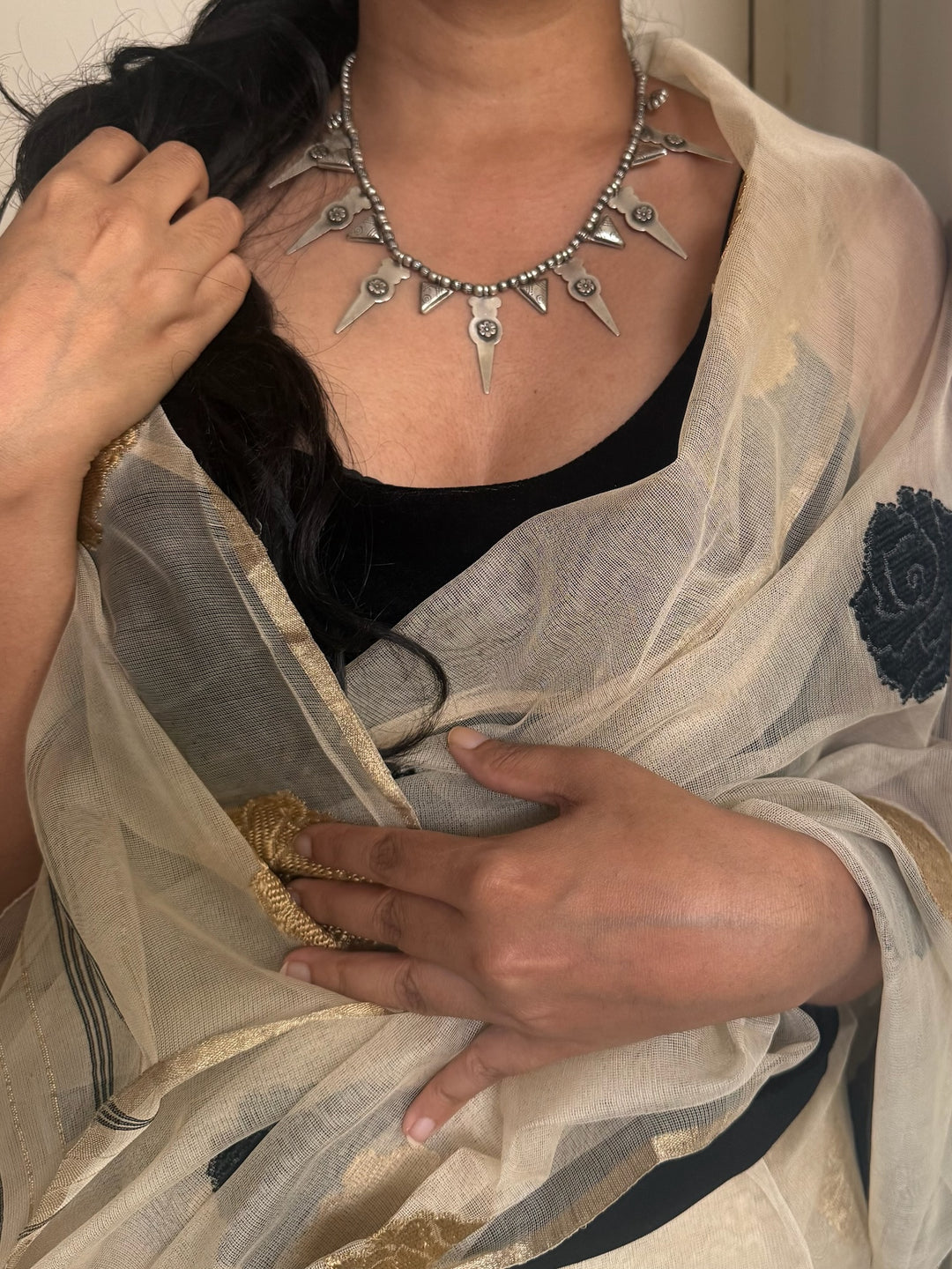 Pure 925 Silver Tribal Collar Necklace | SHIVKA