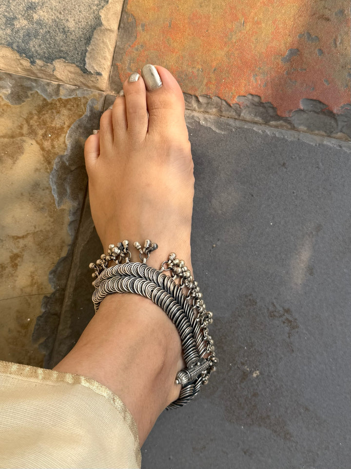 Pure 925 Silver Ghungroo Anklets (Pair) | Handmade | SHIVKA
