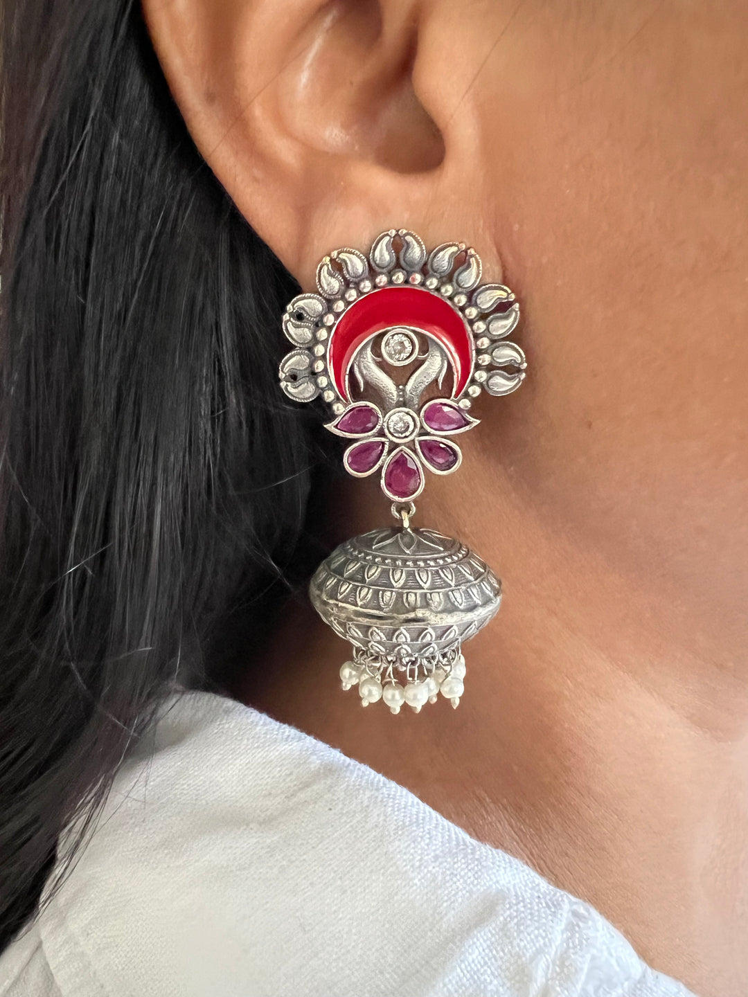 Handmade Brass Enamelled Jhumkas