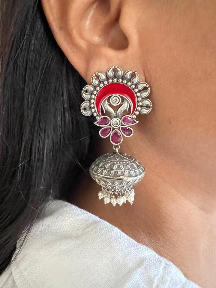 Handmade Brass Enamelled Jhumkas