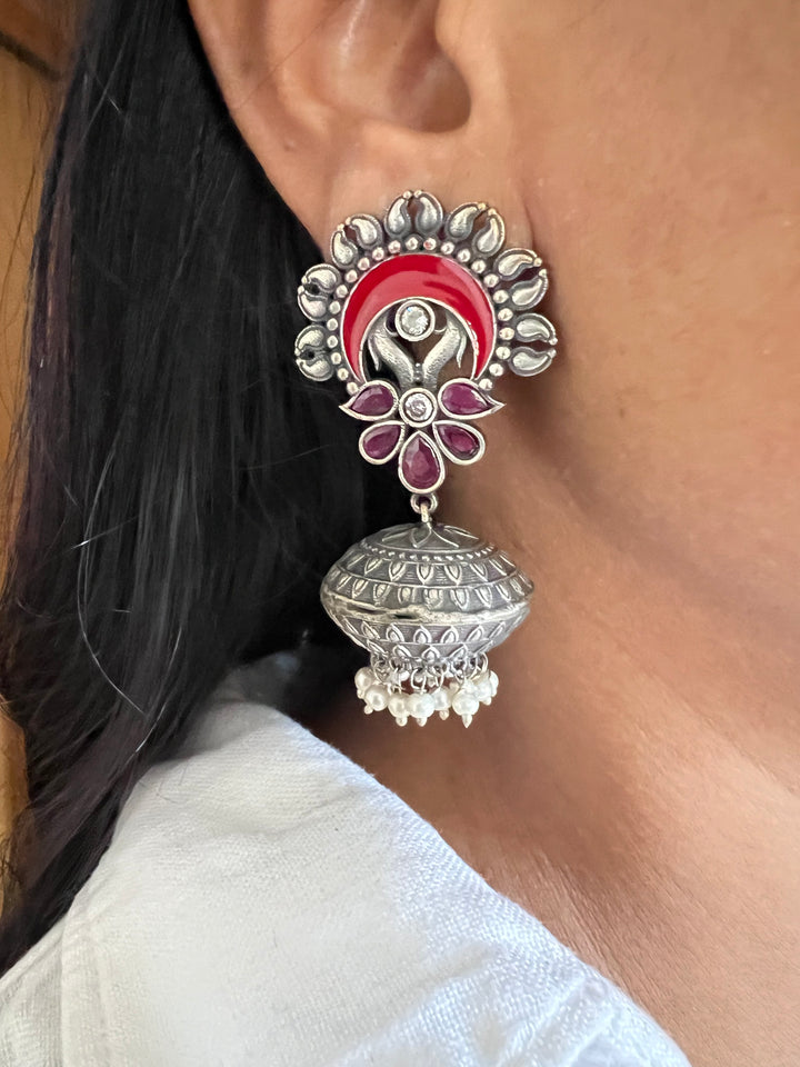 Handmade Brass Enamelled Jhumkas