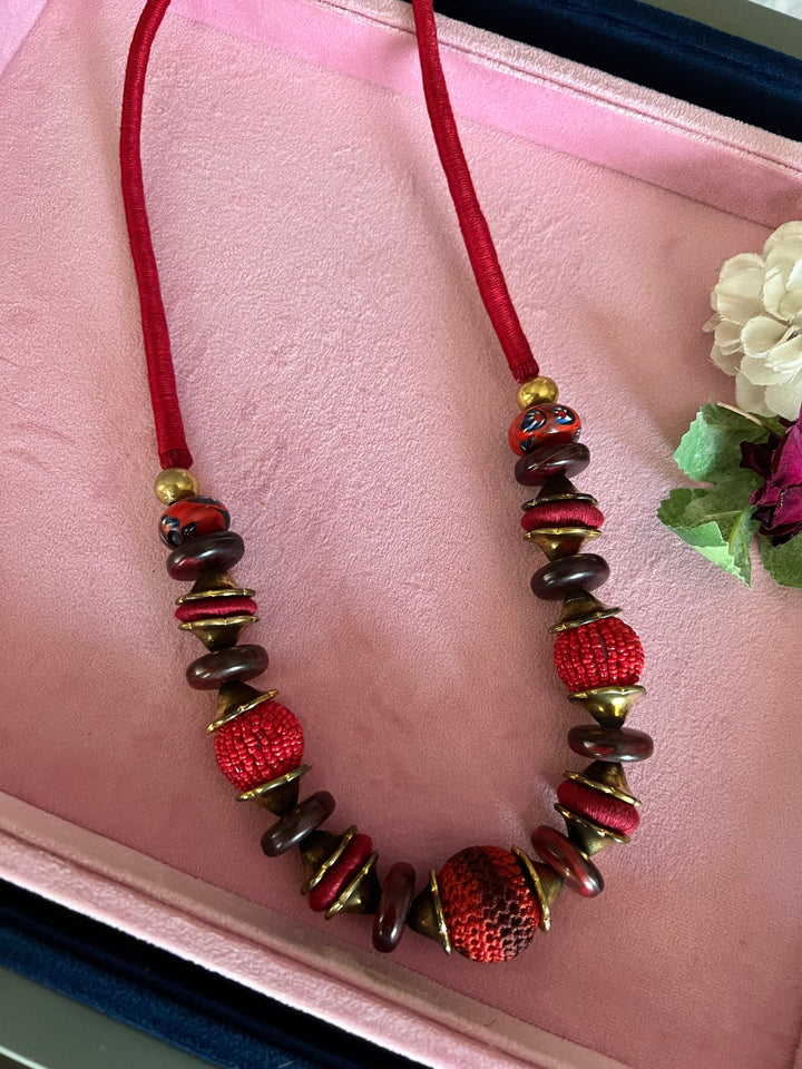 Artisanal Brass and Stone Statement Necklace