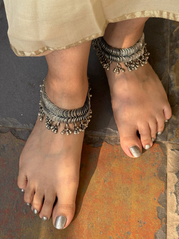 Pure 925 Silver Ghungroo Anklets (Pair) | Handmade | SHIVKA