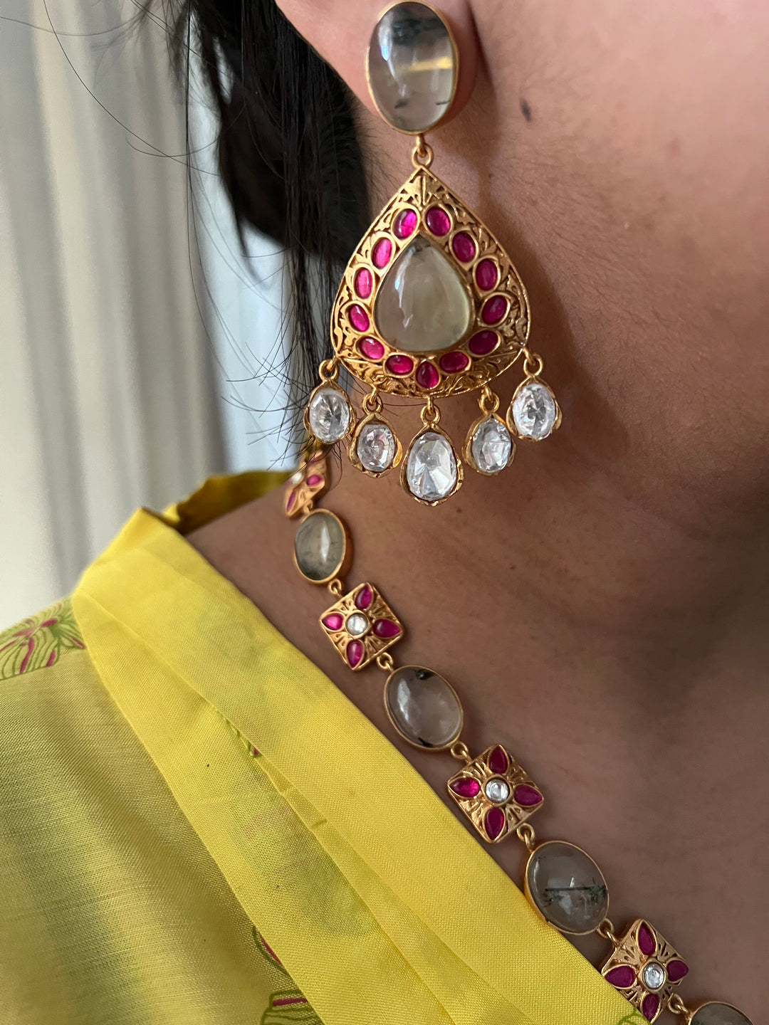 Stunning Designer Prehnite Kempu Necklace Set by SHIVKA – Perfect for Weddings and Festivals