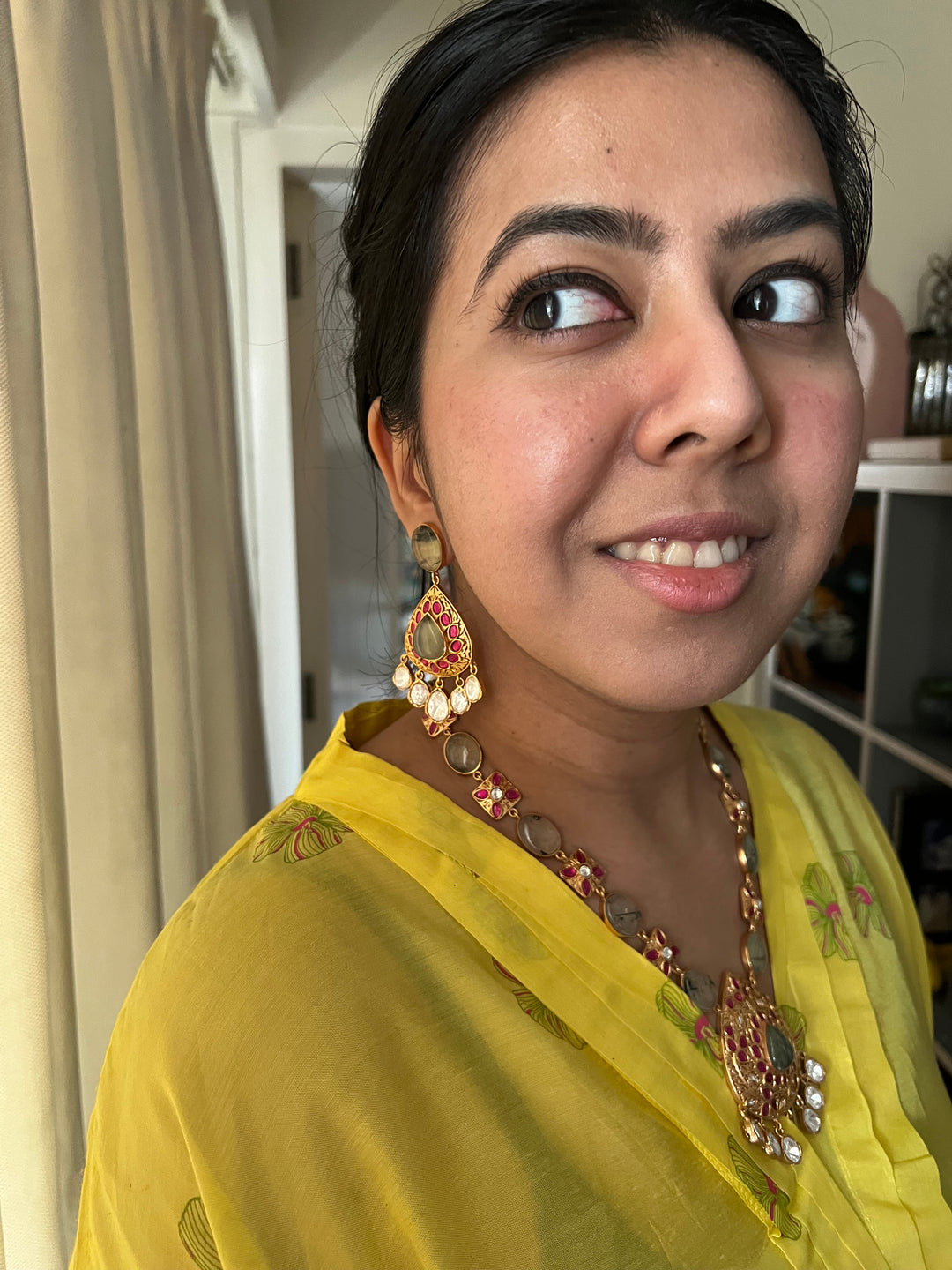 Stunning Designer Prehnite Kempu Necklace Set by SHIVKA – Perfect for Weddings and Festivals