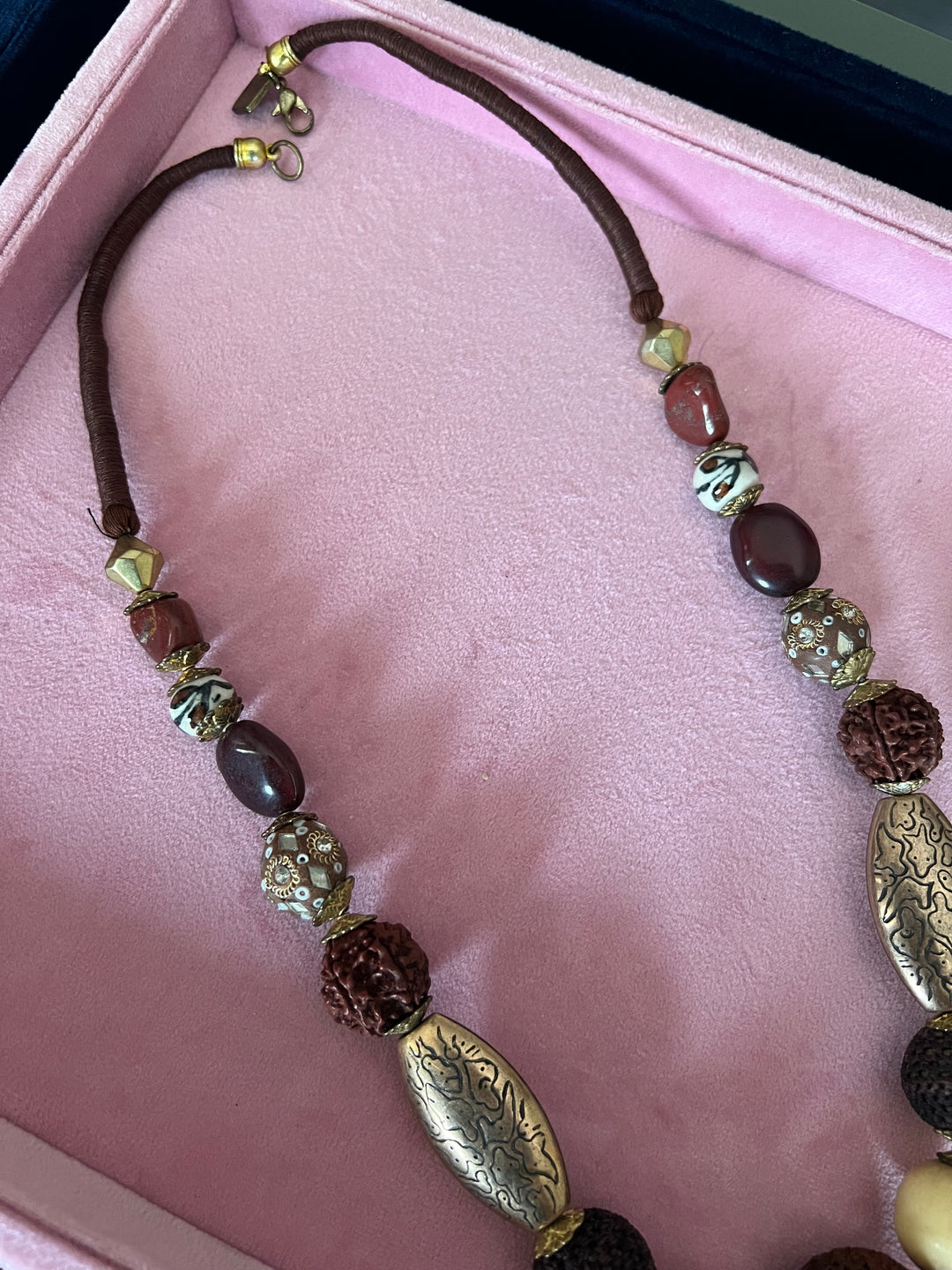 Artisanal Brass and Stone Statement Necklace