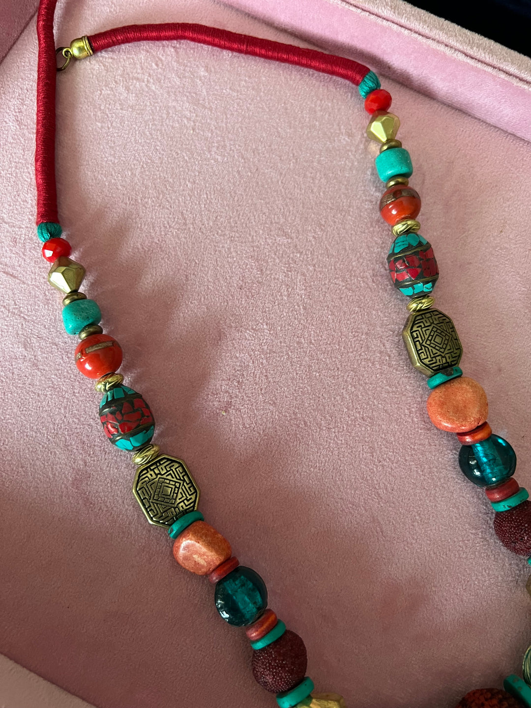 Artisanal Brass and Stone Statement Necklace