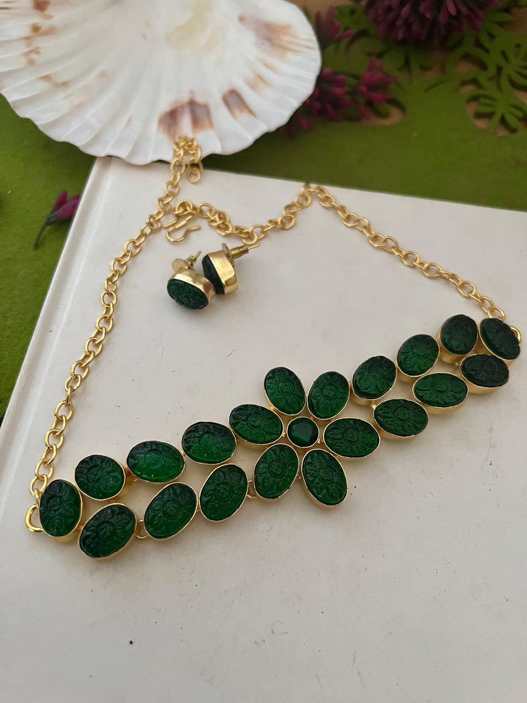 Chrome Diopside Choker and Studs