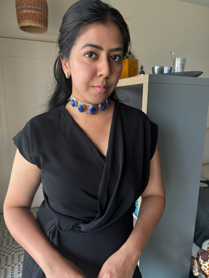 Statement Natural Lapis Lazuli Gemstone Choker / One-of-a-kind Jewelry/ Indian Choker