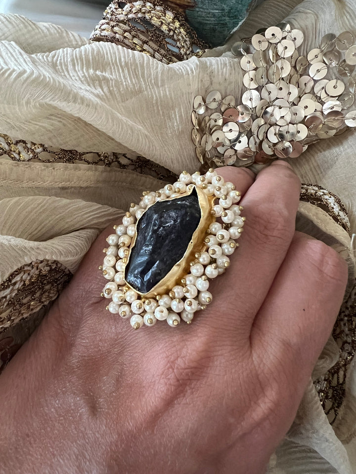 Pearl Cluster Druzy Gemstone Ring