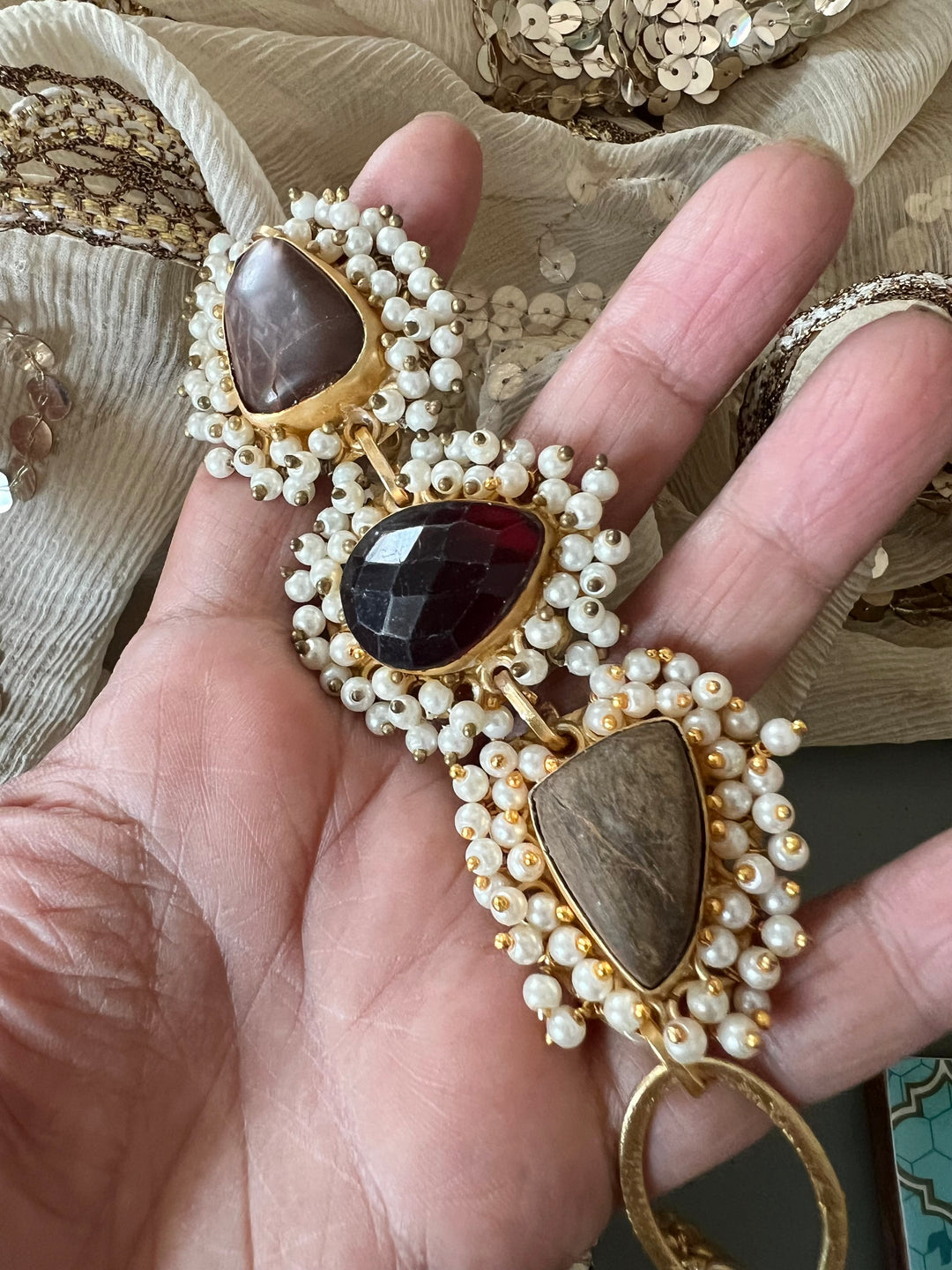 Pearl Clustered Gemstones Bracelet