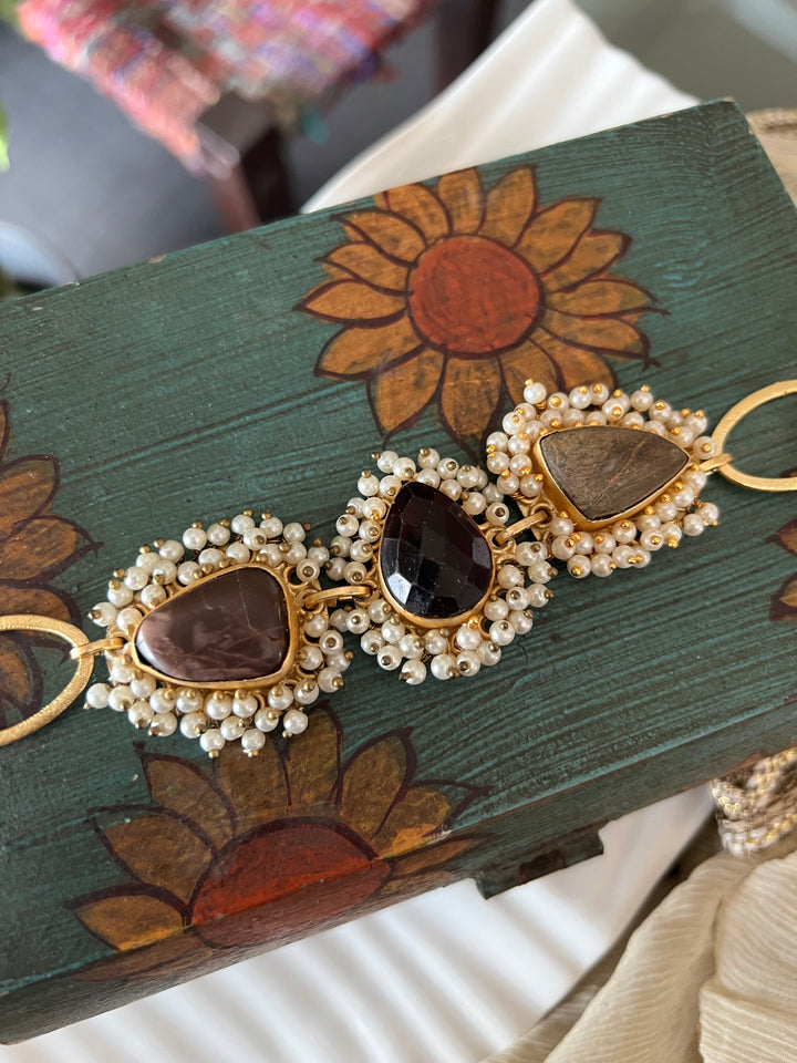 Pearl Clustered Gemstones Bracelet