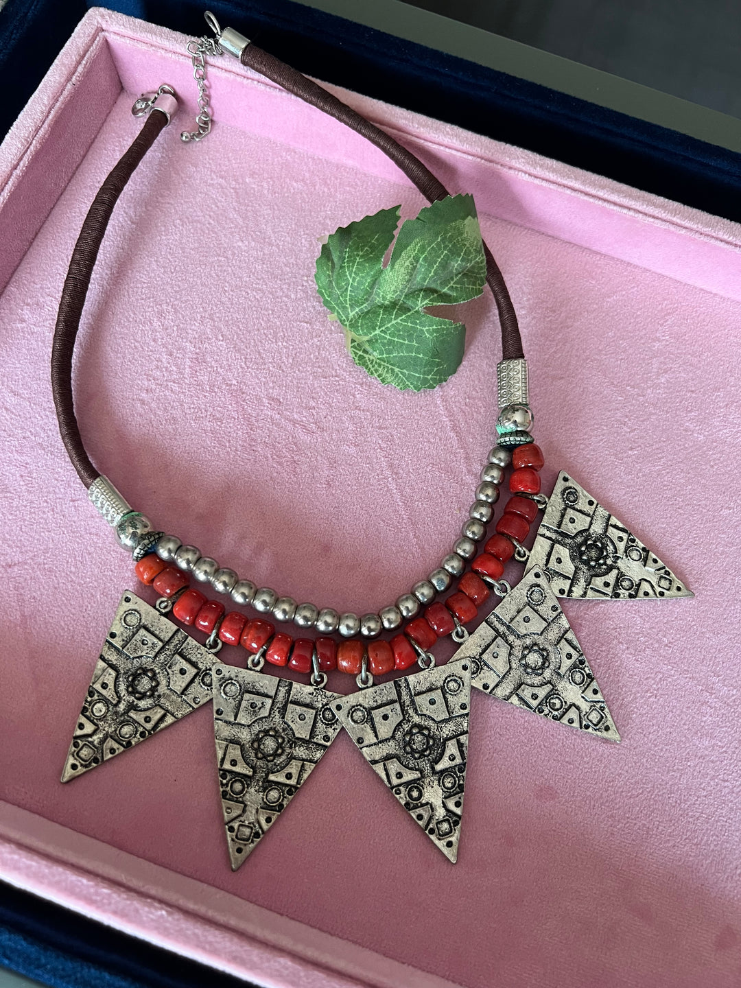 Artisanal Brass and Stone Statement Necklace