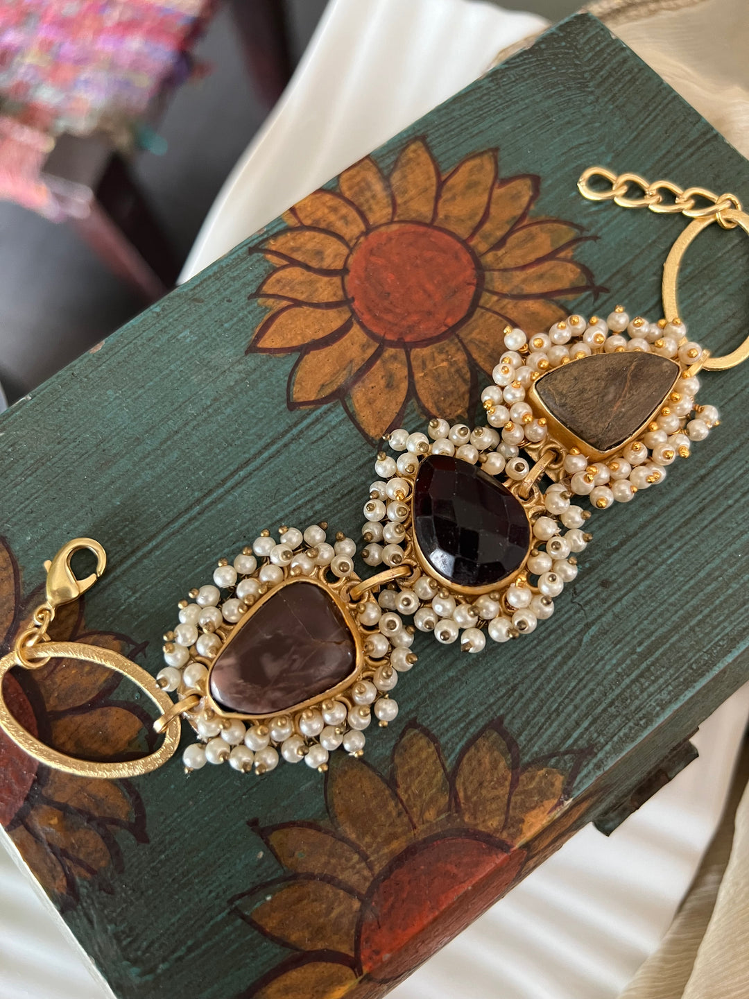 Pearl Clustered Gemstones Bracelet