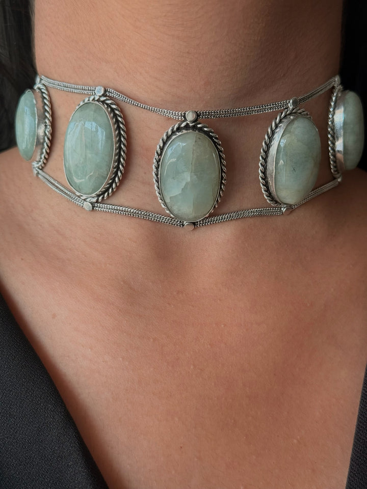 Statement Natural Quartz Gemstone Choker / One-of-a-kind Jewelry/ Indian Choker