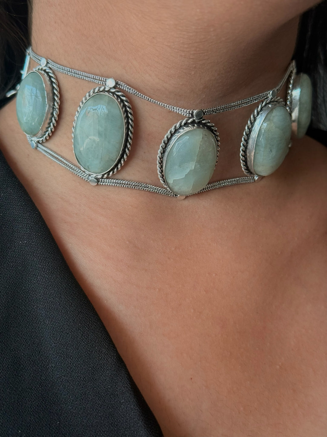 Statement Natural Quartz Gemstone Choker / One-of-a-kind Jewelry/ Indian Choker