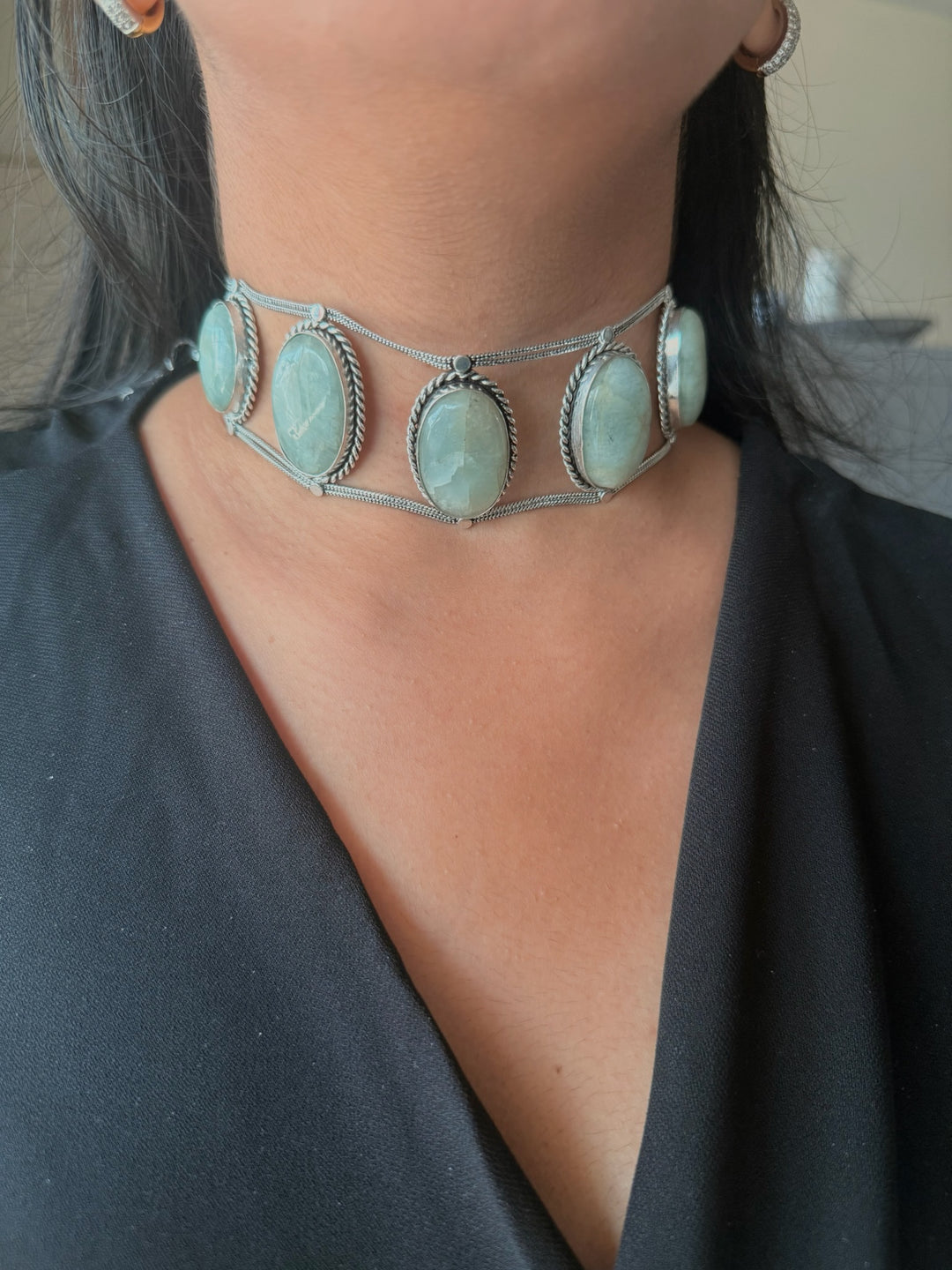 Statement Natural Quartz Gemstone Choker / One-of-a-kind Jewelry/ Indian Choker