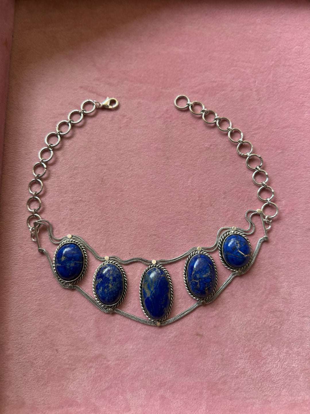 Statement Natural Lapis Lazuli Gemstone Choker / One-of-a-kind Jewelry/ Indian Choker