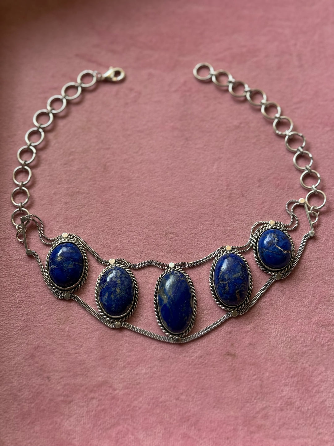 Statement Natural Lapis Lazuli Gemstone Choker / One-of-a-kind Jewelry/ Indian Choker