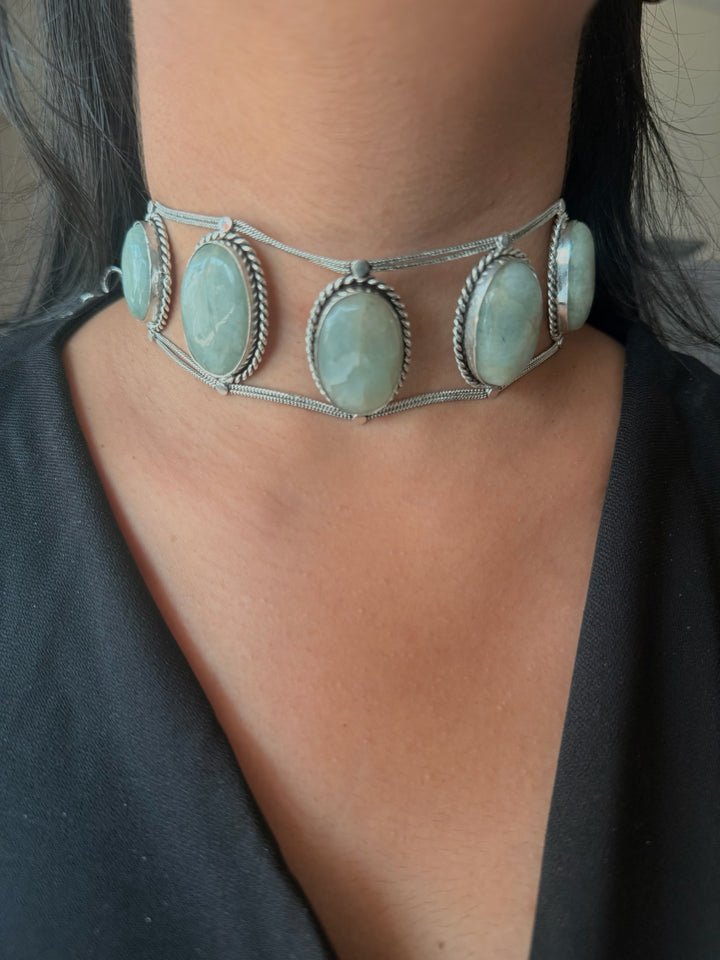 Statement Natural Quartz Gemstone Choker / One-of-a-kind Jewelry/ Indian Choker