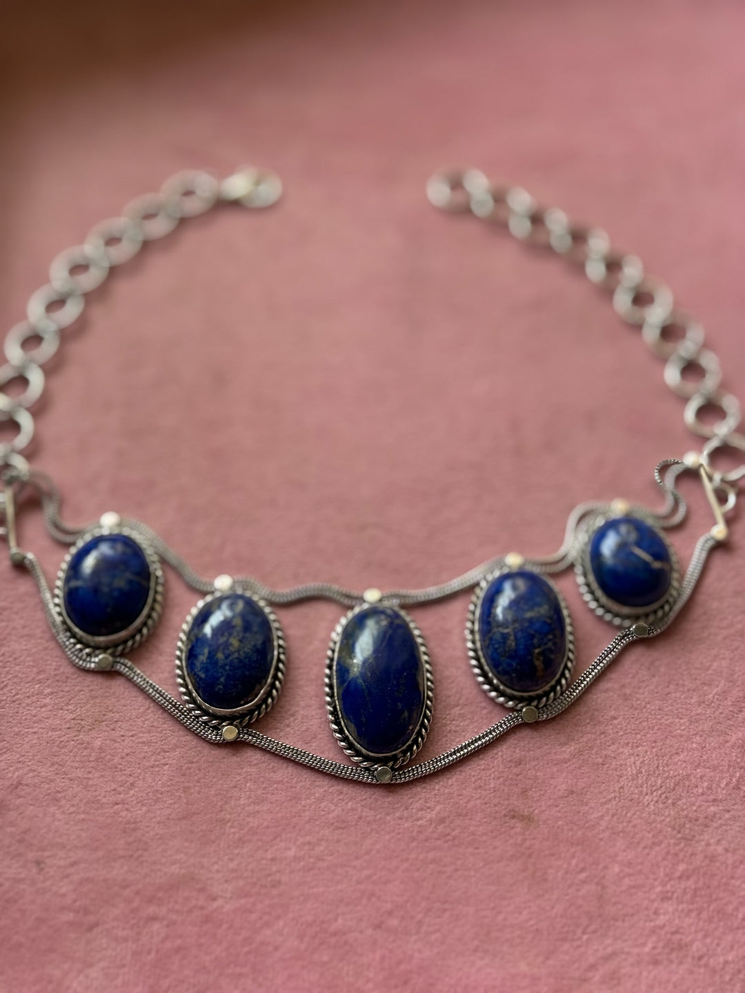 Statement Natural Lapis Lazuli Gemstone Choker / One-of-a-kind Jewelry/ Indian Choker