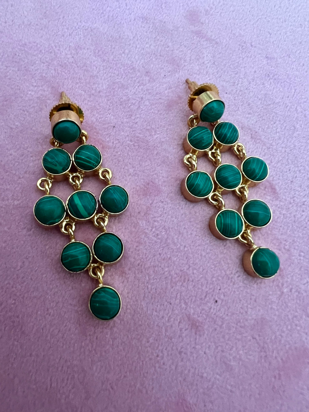 Statement Malachite Danglers: Nature's Elegance