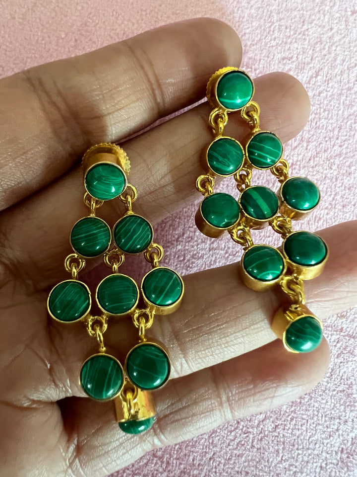 Statement Malachite Danglers: Nature's Elegance