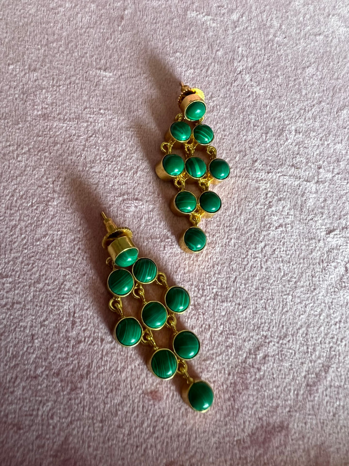 Statement Malachite Danglers: Nature's Elegance