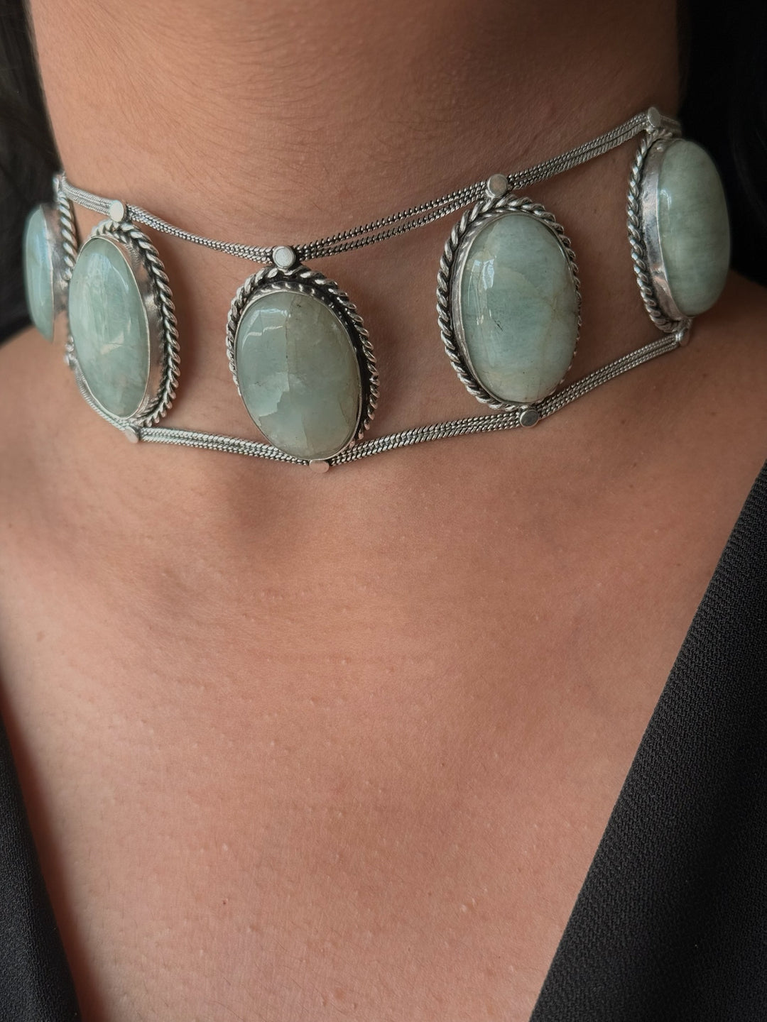 Statement Natural Quartz Gemstone Choker / One-of-a-kind Jewelry/ Indian Choker