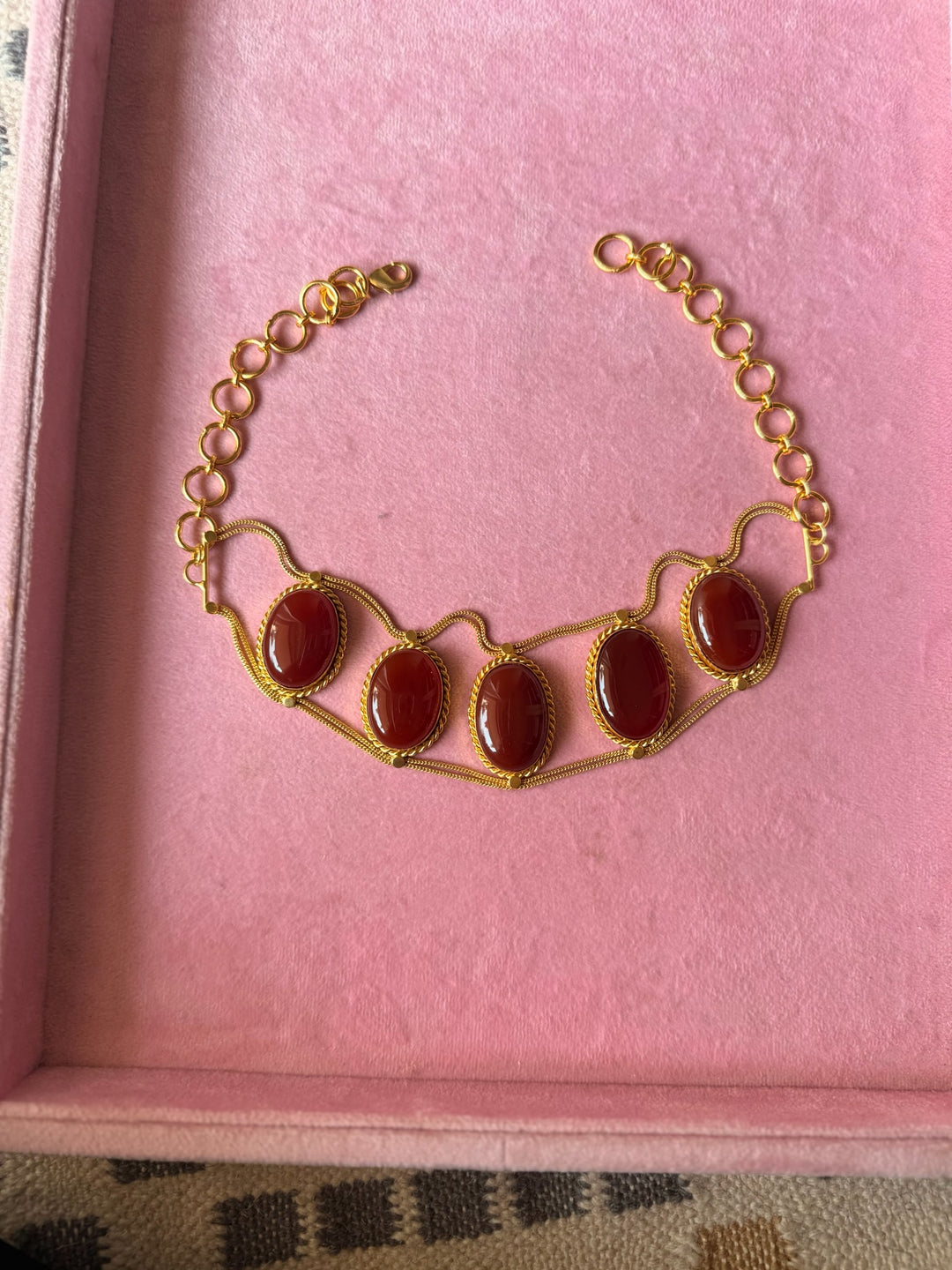 Statement Natural Red Onyx Gemstone Choker / One-of-a-kind Jewelry/ Indian Choker